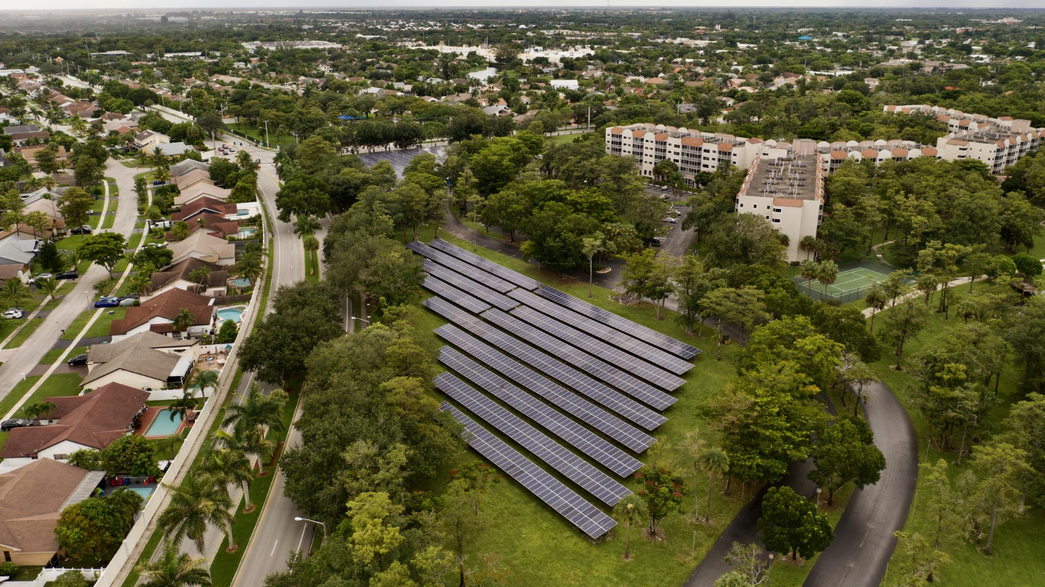 Air view of watten power Solar panel installed