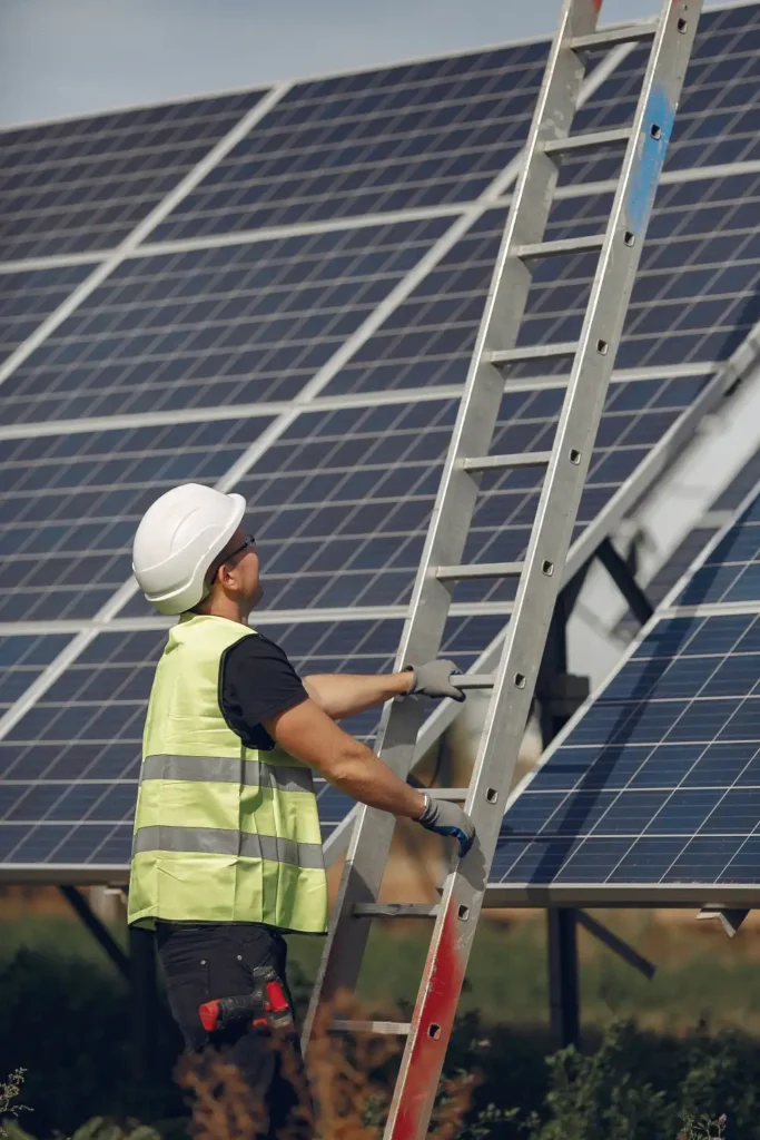 A Man installing Solar Panel Solar panel installation